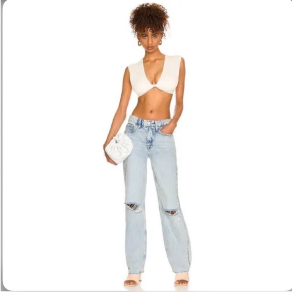 Good American Good 90's Jeans Distressed Knee Light Wash Size 8 / 29 - Picture 7 of 7